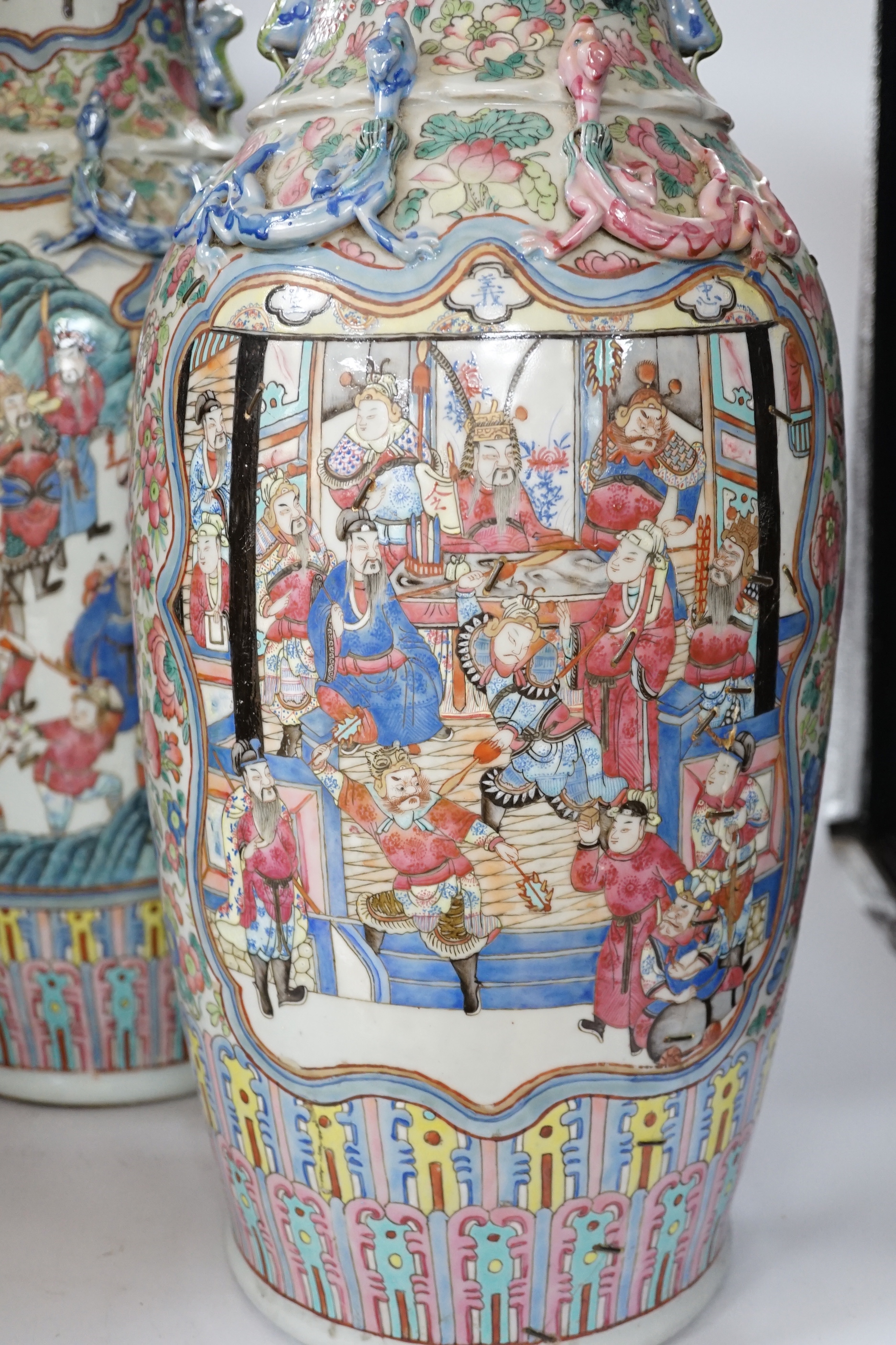 A pair of large 19th century Chinese famille rose vases, 64cm high